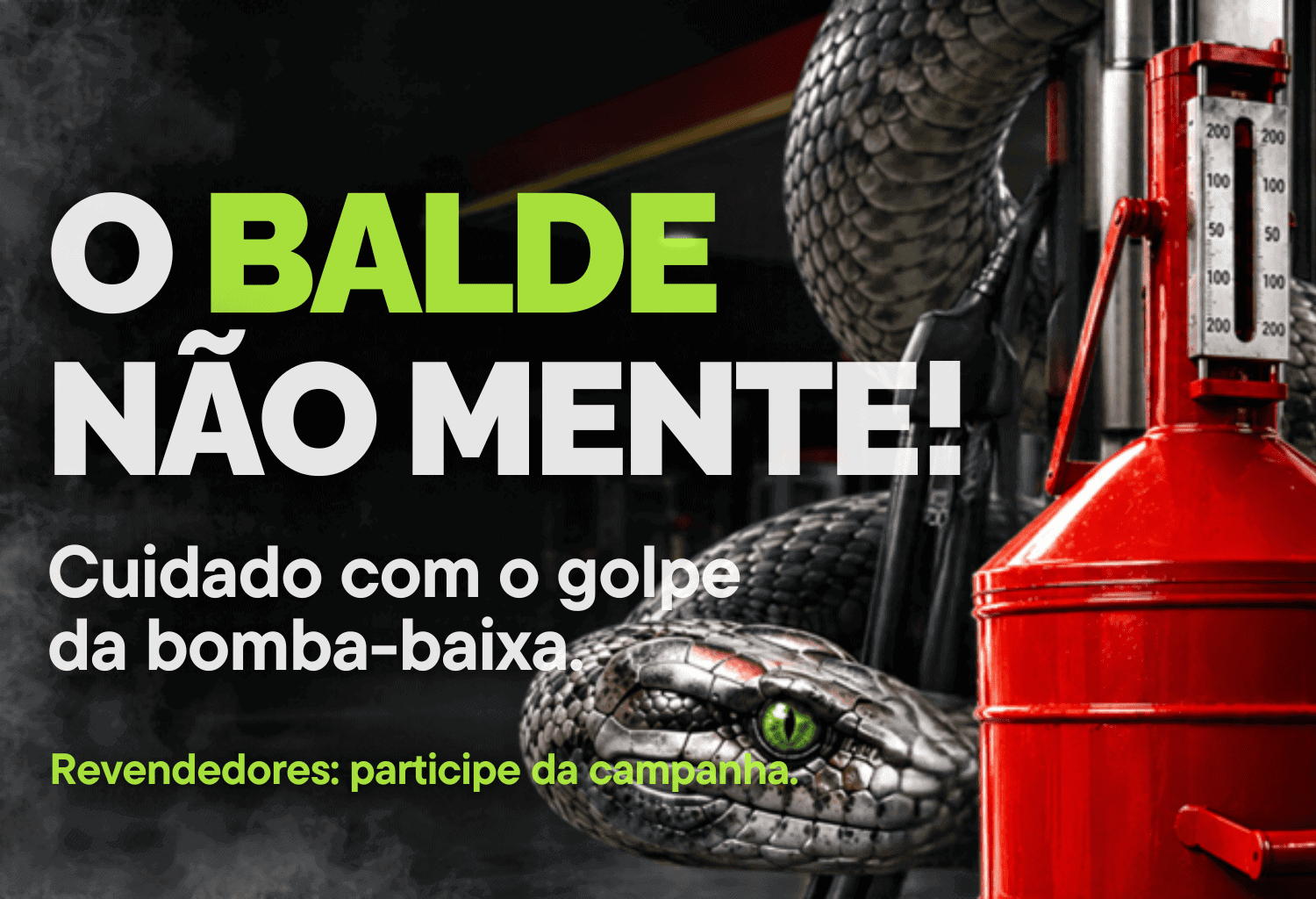 Alerta sobre golpe da bomba-baixa com imagem de bomba e cobra.