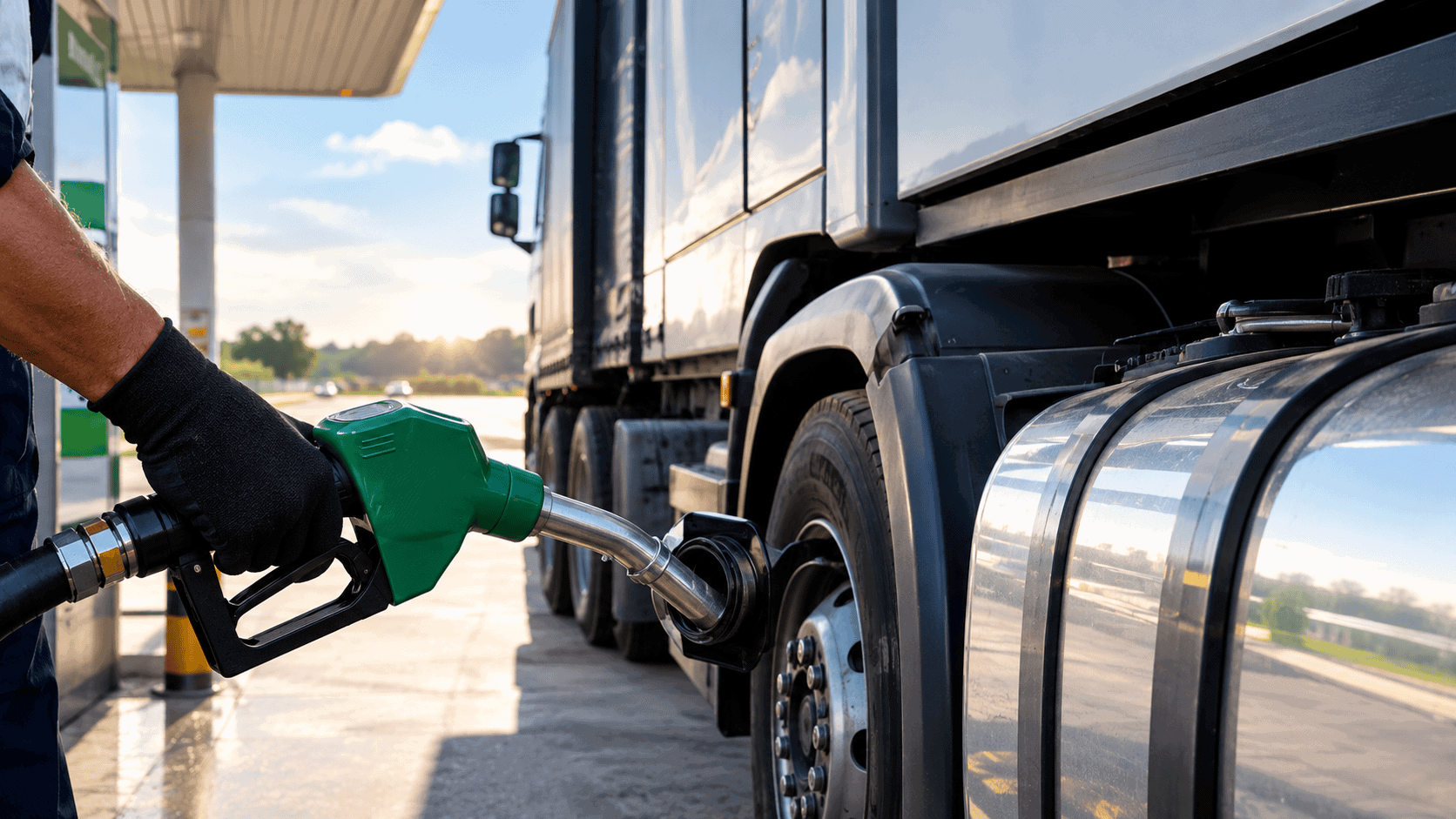 Abastecimento de caminhão com diesel em posto Minaspetro.